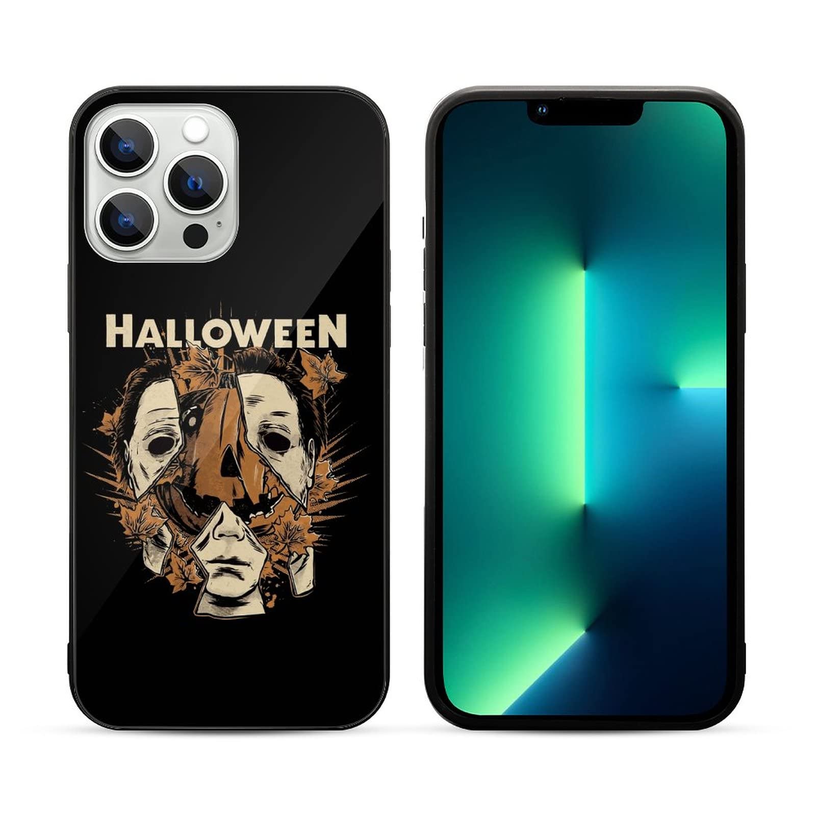 Halloween Michael Myers Themed Full Body Glass Phone Case for iPhone 13/13 Pro Max - Shatterproof Protective Cover with Premium Clarity (Perfect for Horror Fans, Cosplay Events & Halloween Parties)
