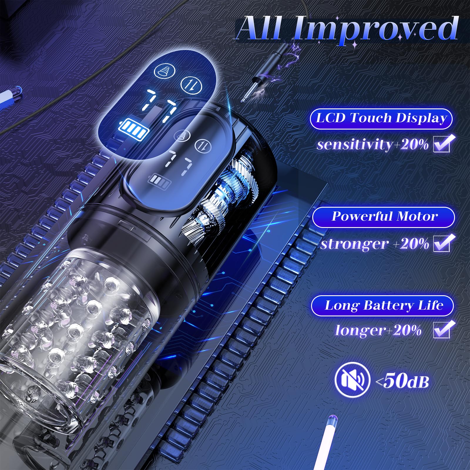 Premium Male Masturbator Penis Pump with 7 Thrusting & 7 Rotating Modes, 5 Suction Levels - APP & LCD Remote Control for Enhanced Pleasure - Ideal for Solo Play, Couples Fun & Discreet Use at Home or Travel
