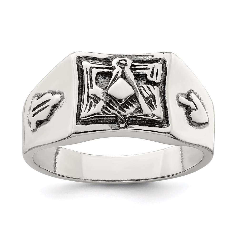 Ryan Jonathan Sterling Silver Masonic Ring - Antique Style Men's Jewelry for Freemasonry & Brotherhood Gifts