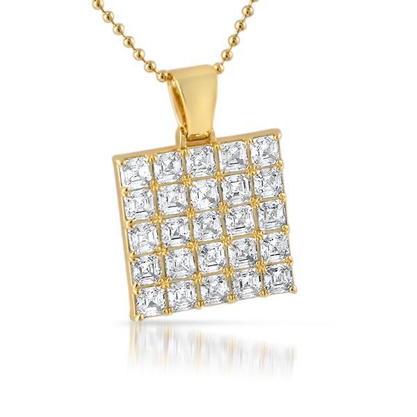Exquisite Gold Asscher Cut Iced Out Medallion Pendant - Perfect for Hip-Hop Jewelry, Men's Luxury Chains & Statement Necklaces