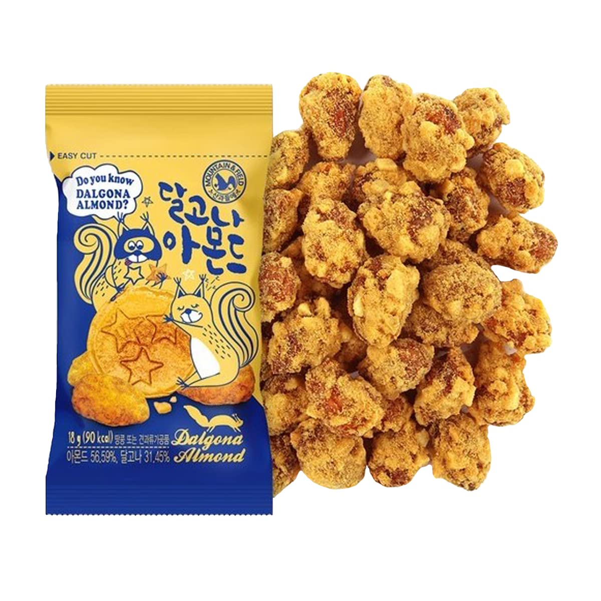 Premium Korean Honey Butter Almond Snacks - Crunchy Dalgona Coated Almonds for Adults & Kids - Healthy Gourmet Nut Treat - Perfect for Office Snacks, School Lunches, Travel & Movie Nights (10-Pack)