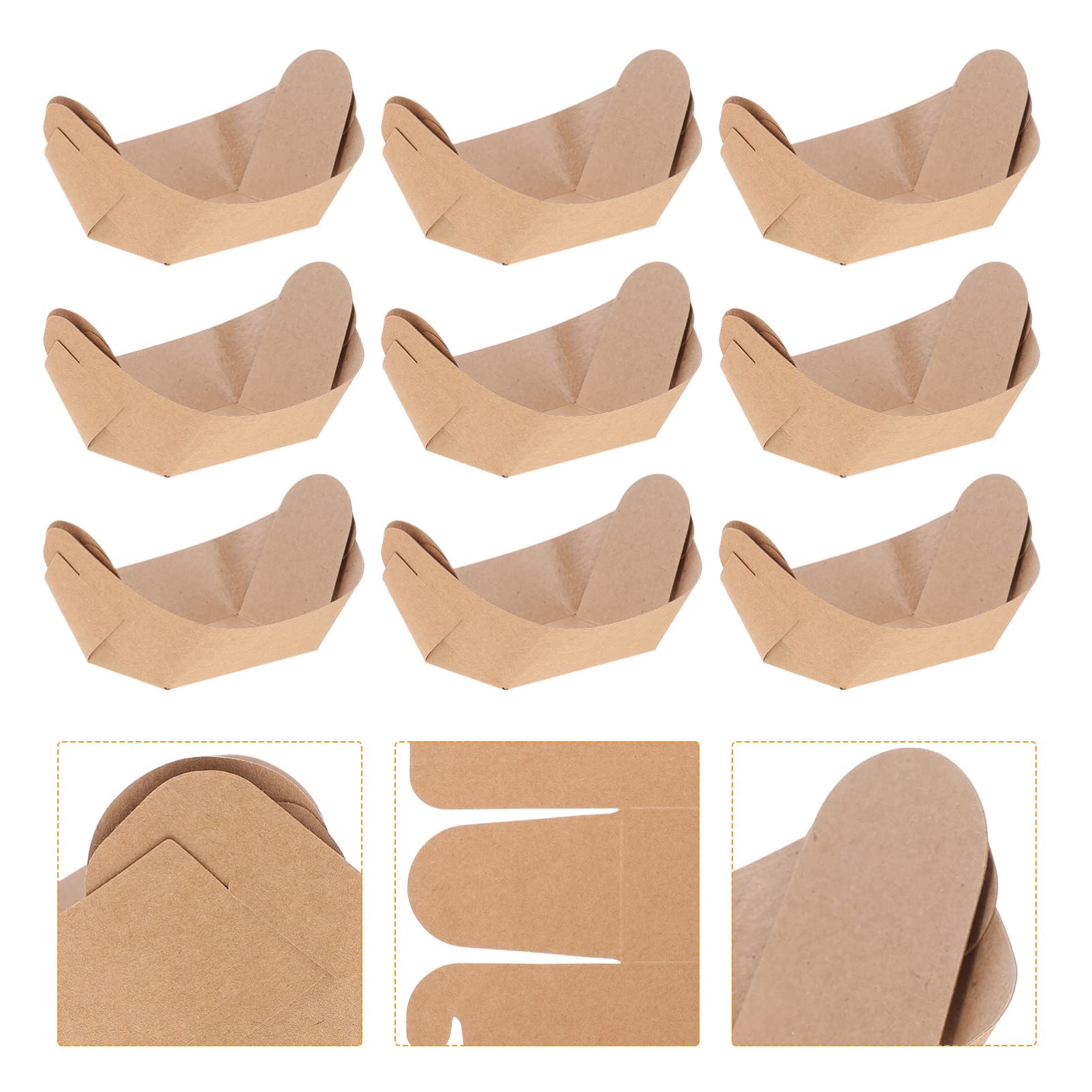 CALLARON 100-Pack Kraft Paper Food Containers - Eco-Friendly Hot Dog & French Fries Boxes, Snack Takeout Containers for Parties, Picnics, and Fast Food Restaurants