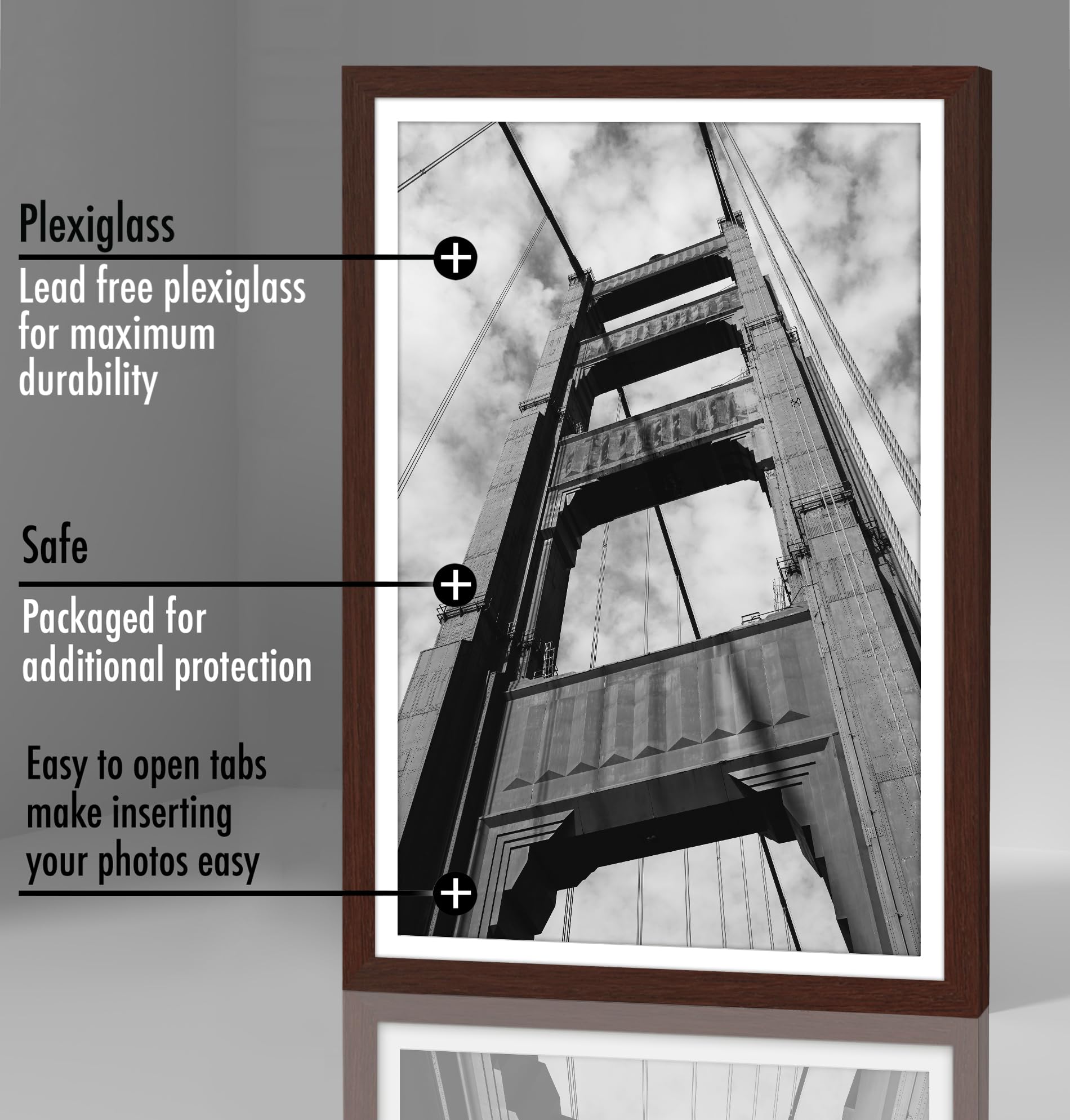 Americanflat 12x18 Poster Frame Set of 5 with Polished Plexiglass - Mahogany Gallery Wall Frames for 11x17 with Mat or 12x18 Without Mat - Premium Galleria Collection - Perfect for Home Decor, Office Display & Art Exhibition Wall Arrangements