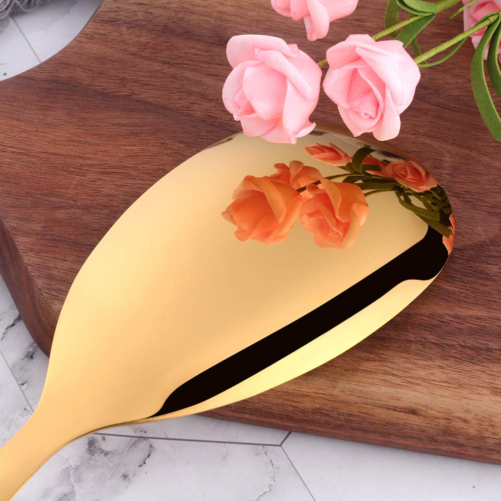 6-Piece Gold Salad Spoon Set - Premium Stainless Steel Titanium Plated, Heavy Duty Mirror Polished Salad Servers - 10.3 Inches/26.2cm - Perfect for Home Kitchen, Restaurant Buffet & Dinner Party Serving