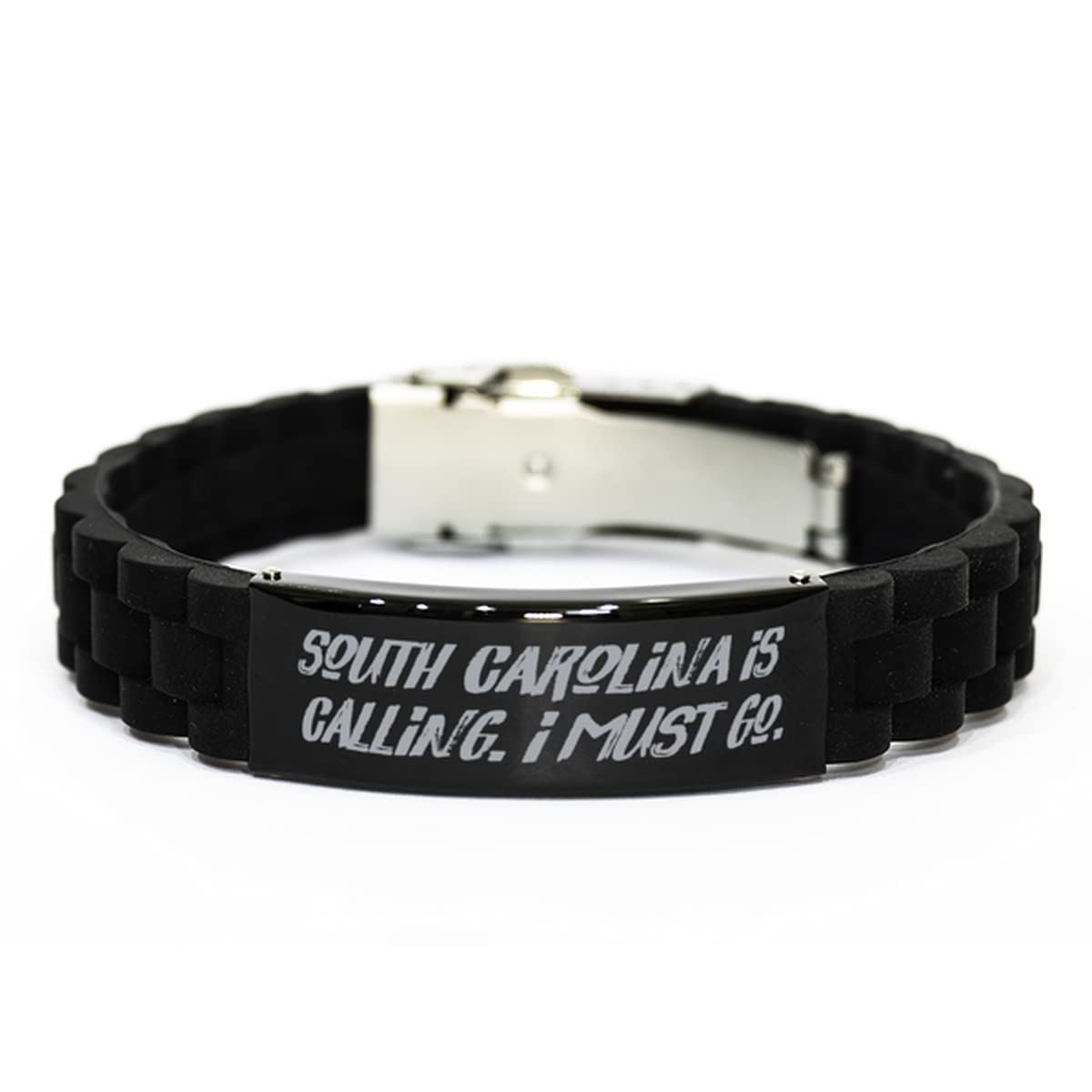 South Carolina Gifts - Inspirational 'South Carolina is Calling' Black Glidelock Clasp Bracelet - Perfect for Holidays, Travel Souvenirs & State Pride Gifts