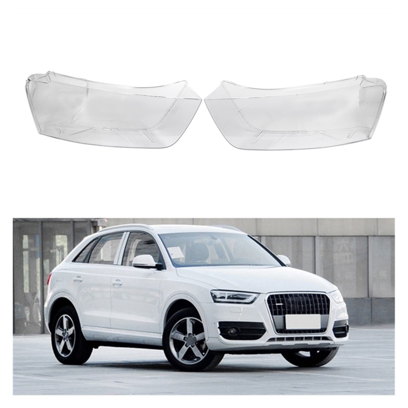 QUXING Clear Headlight Cover Replacement for Audi Q3 2010-2015 - Durable Transparent Lens Shell Protector for Car Front Lights | Perfect for Night Driving & Weather Protection