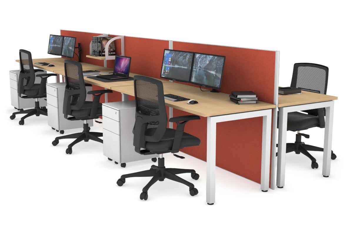 Horizon Quadro 6p Bench Square Legs Office Workstation - 1400L x 700W Dimensions - Perfect for Modern Office, Conference Room, and Collaborative Workspace Setup