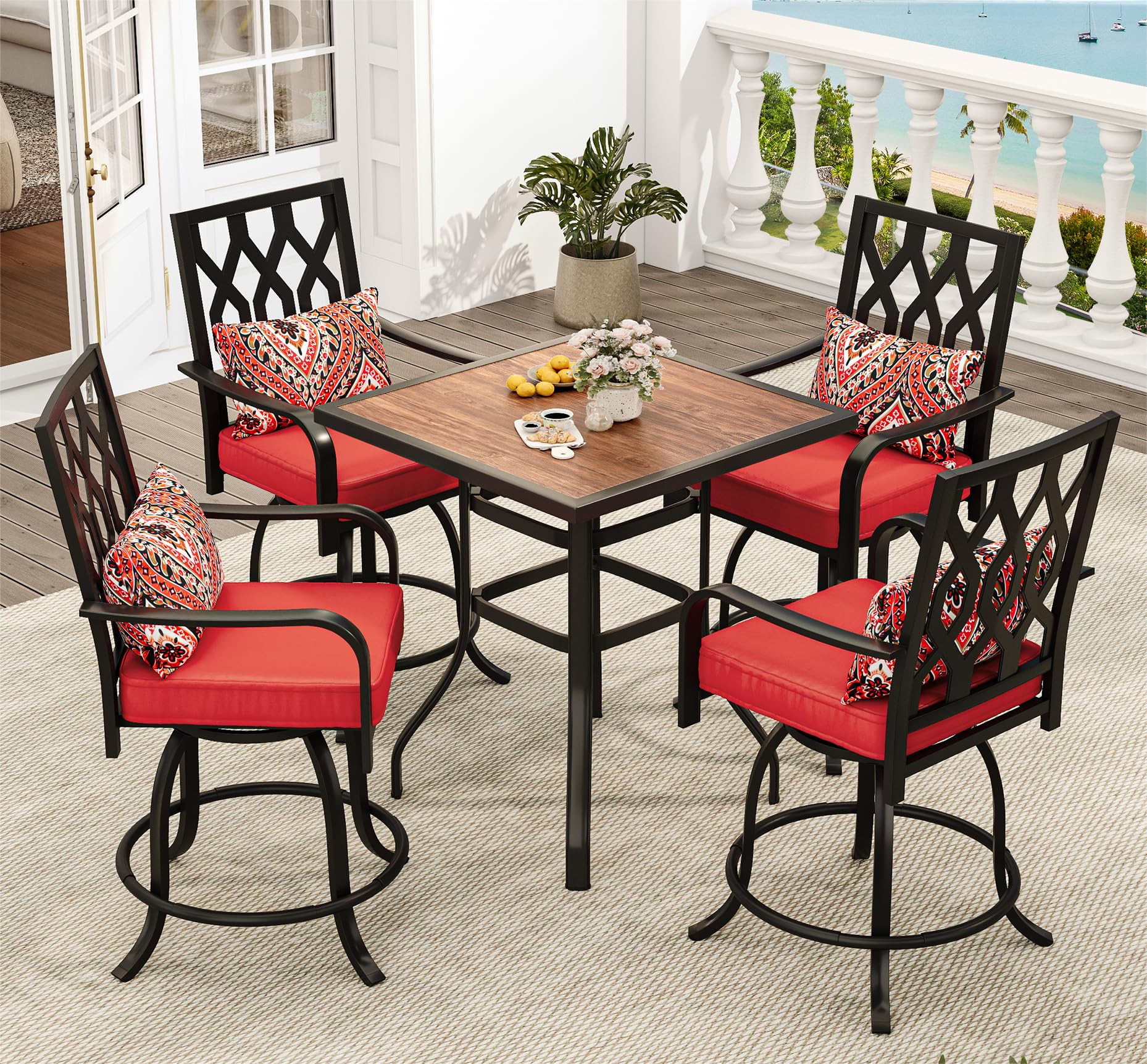 YITAHOME 5-Piece Outdoor Bar Height Dining Set - 32