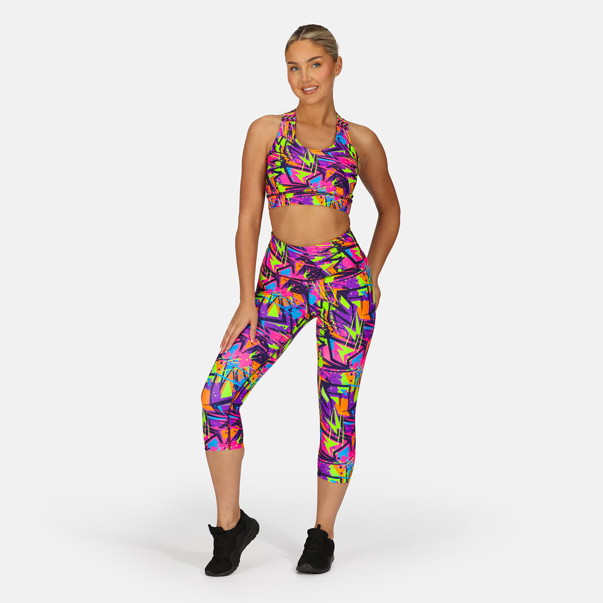 Trance Capri Pants for Women - High Waisted Yoga Pants with Pockets - Comfortable Workout Leggings for Running, Gym & Lounge Wear