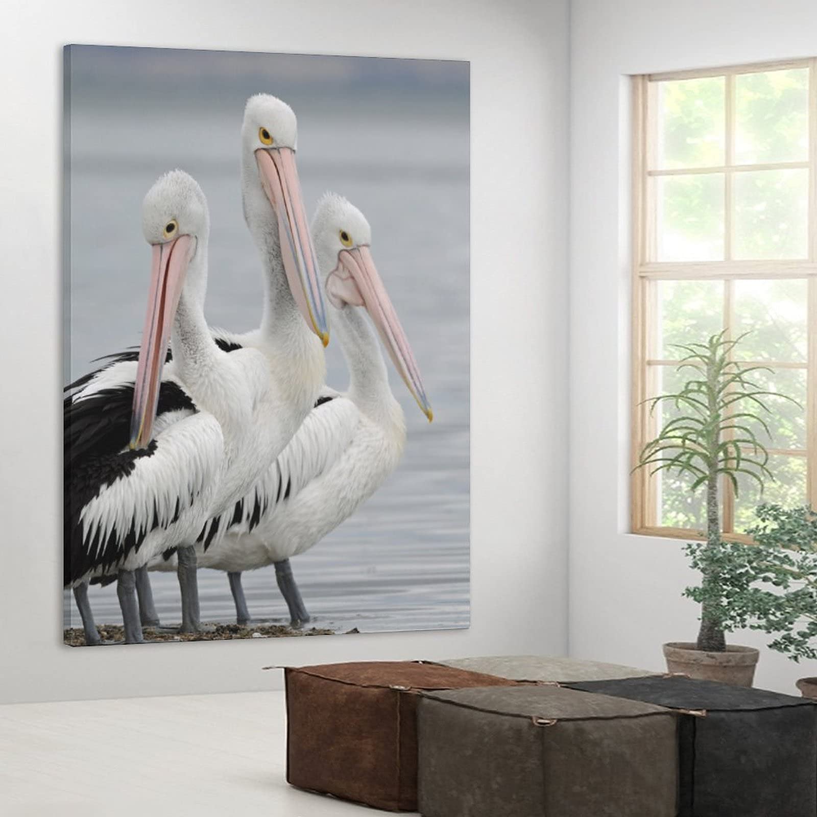Great White Pelican & Toucan Canvas Wall Art - Vibrant Bird Painting for Living Room, Bedroom & Office Decor - Perfect Gift for Nature Lovers & Home Decoration
