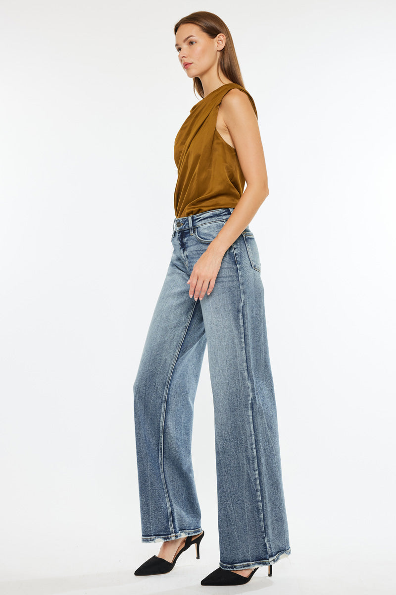 Venice Mid Rise Wide Leg Jeans for Women - Stretchy Comfort Denim Pants with Flared Fit - Perfect for Casual Outings, Work & Weekend Wear