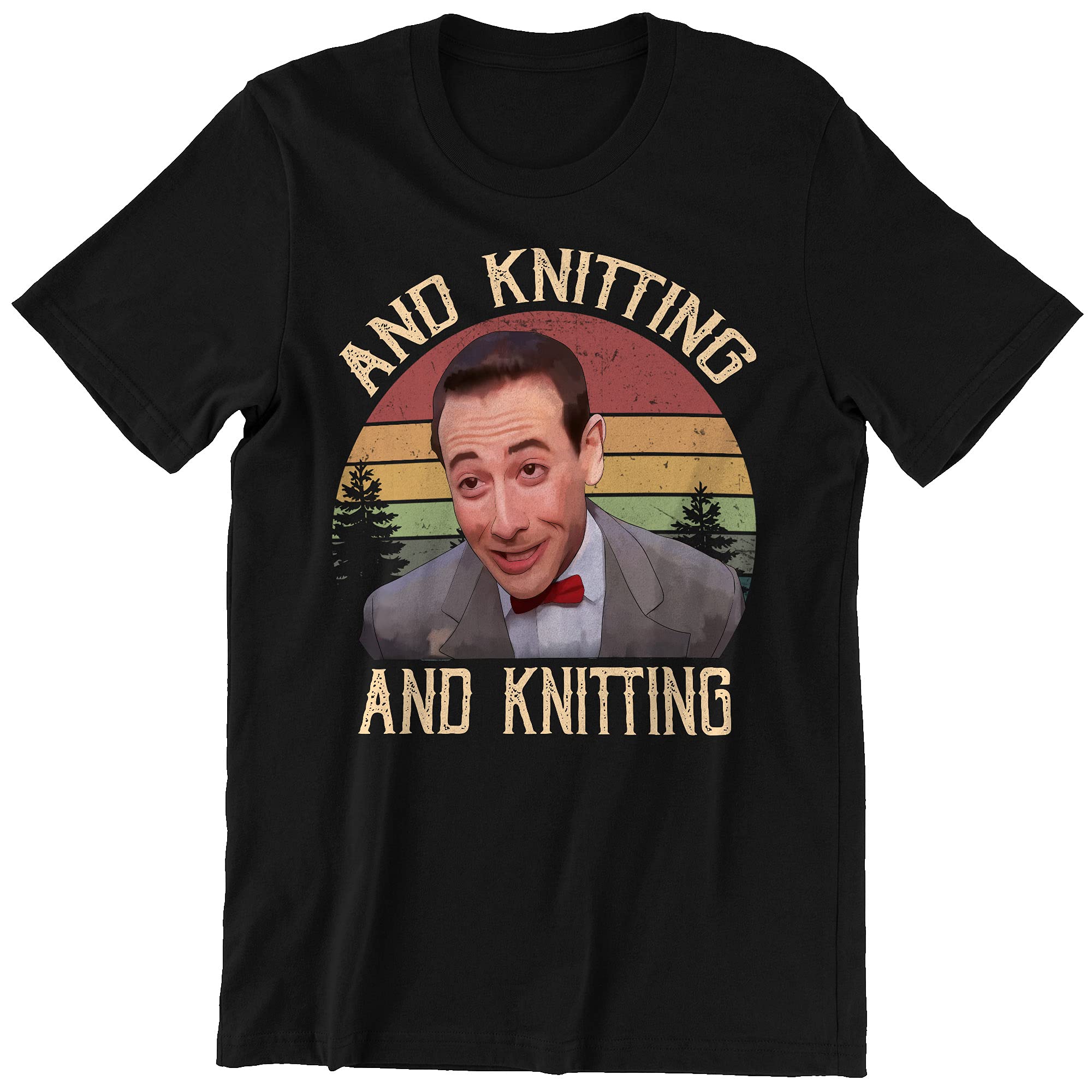 Vintage Pee-Wee Herman Knitting Circle Graphic Unisex T-Shirt - Retro Pop Culture Tee for Casual Wear & Gift Giving
