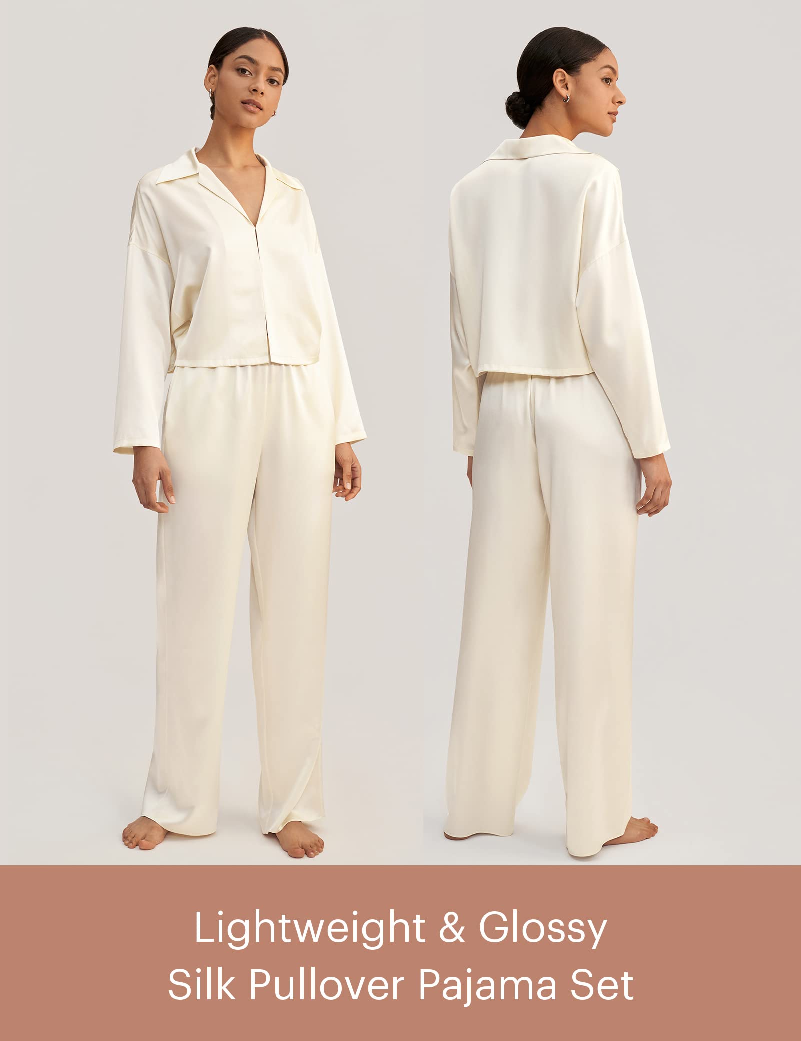 Luxury LilySilk 100% Pure Mulberry Silk Pajama Set for Women - Soft & Breathable 2-Piece Sleepwear - Perfect for Relaxing at Home, Spa Days & Gift Giving