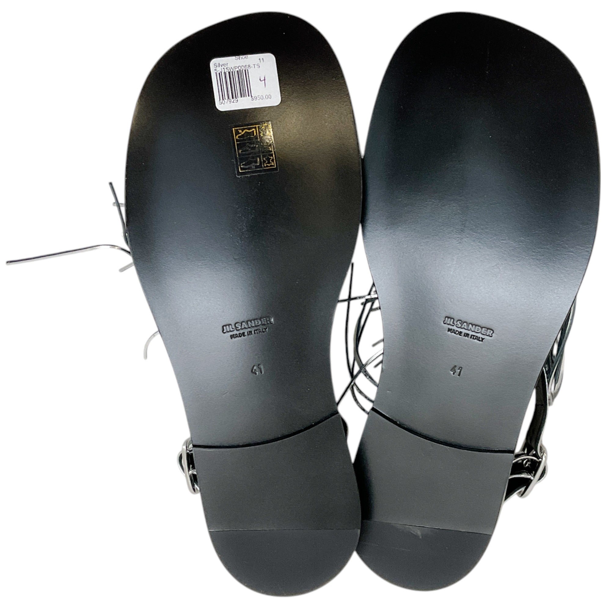 Jil Sander Women's Silver Leather Fringed Sandals - Stylish Summer Slide Sandals for Beach, Vacation & Casual Outings