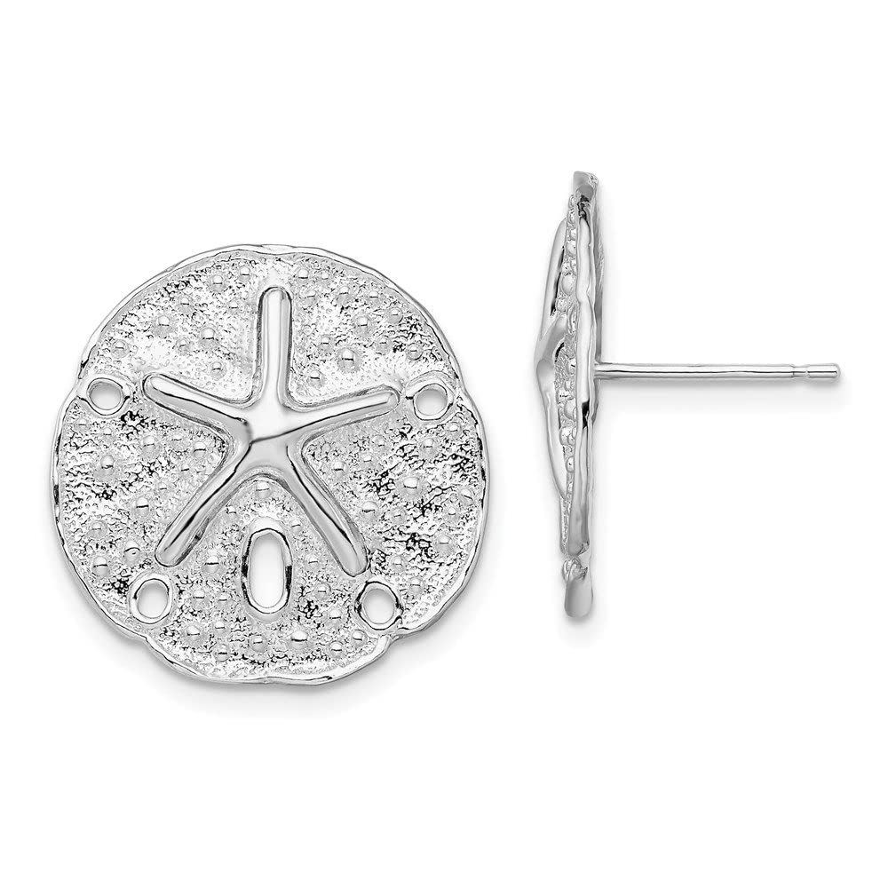 Polished Sterling Silver Sand Dollar & Starfish Post Earrings – Elegant Beach Jewelry for Summer Outfits & Vacation Accessories