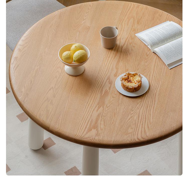 Oak Solid Wood Modern Round Dining Table - Elegant & Durable for Home, Office, and Conference Room Meetings