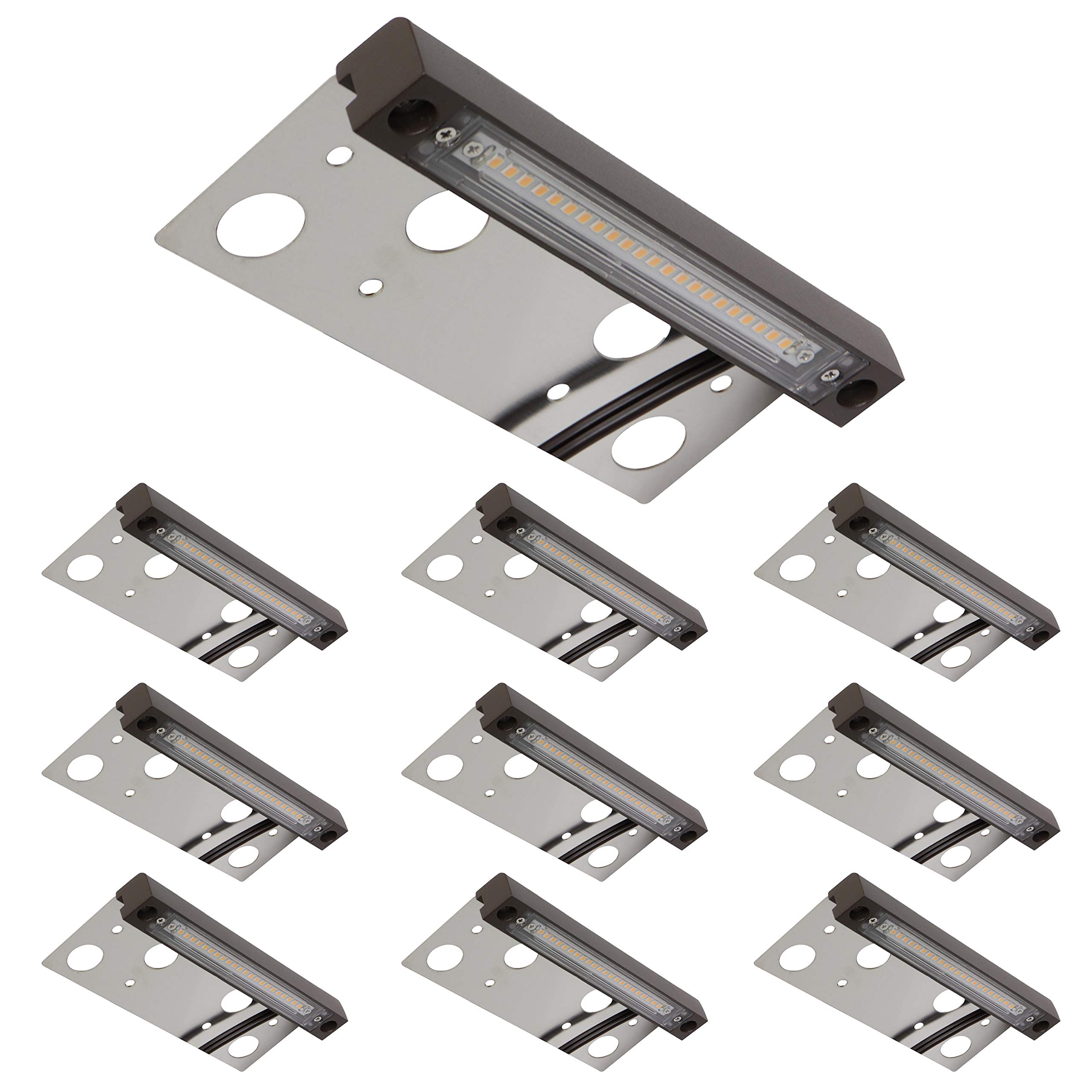 10-Pack GKOLED UL Listed Hardscape Light - 6.8 Inch LED Step Light for Pavers & Walls, 4W 2700K Warm White, Die-Cast Aluminum Housing, 12V Low Voltage - Perfect for Garden Pathways, Staircase Lighting & Outdoor Landscape Illumination
