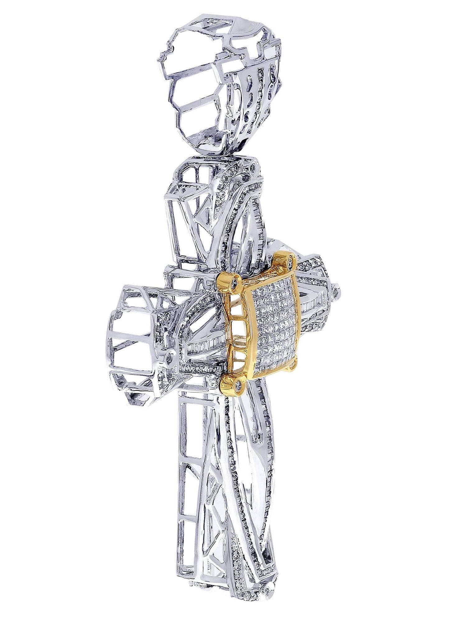 2.66 Carat Diamond Cross Pendant Necklace - 24.77 Grams Solid Gold Jewelry for Women - Perfect for Christmas Gifts, Baptism & Special Occasions