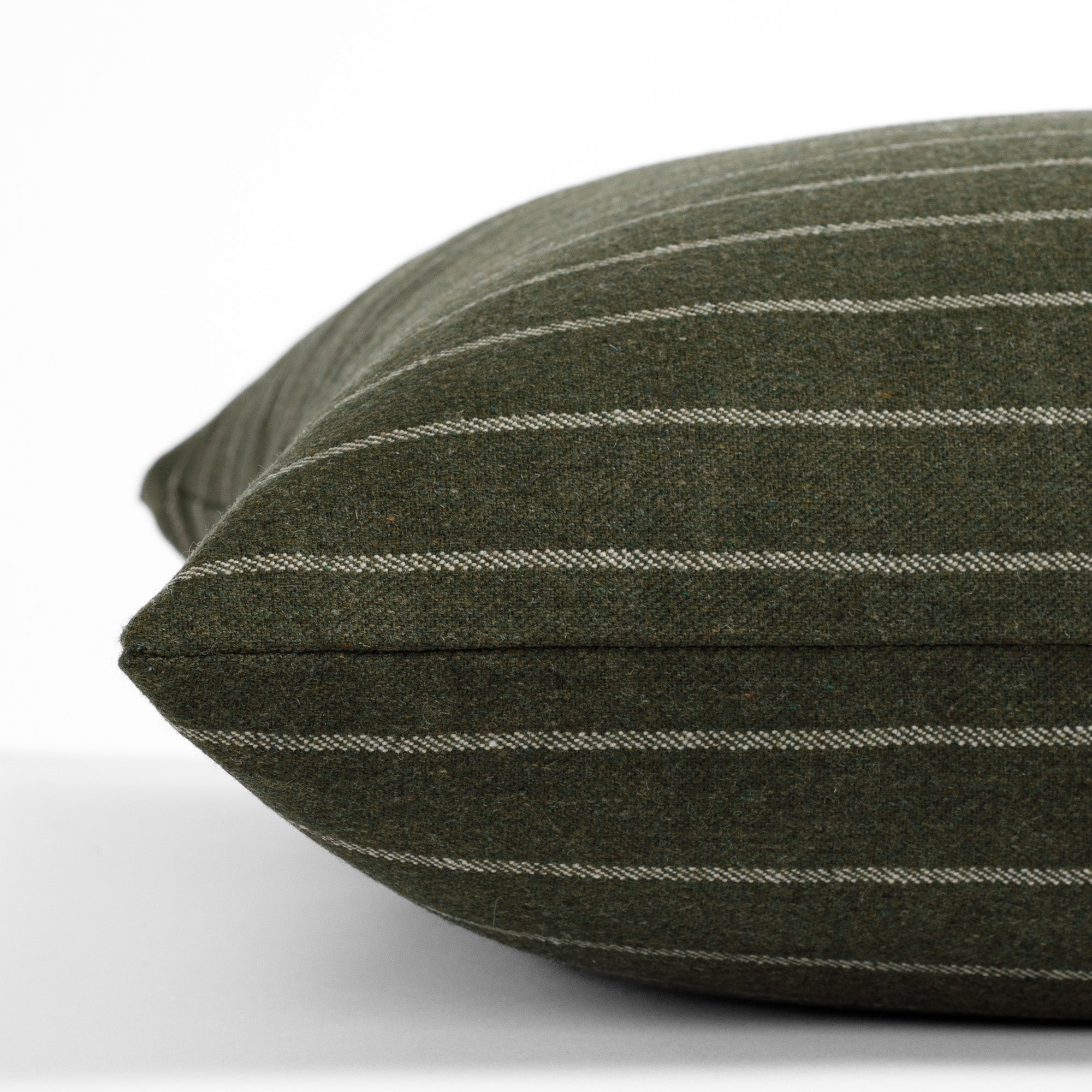 Hunter Stripe 20x20 Decorative Throw Pillow Cover - Moss Green Cotton Linen Blend Cushion Case for Sofa, Bed, Living Room & Home Decor