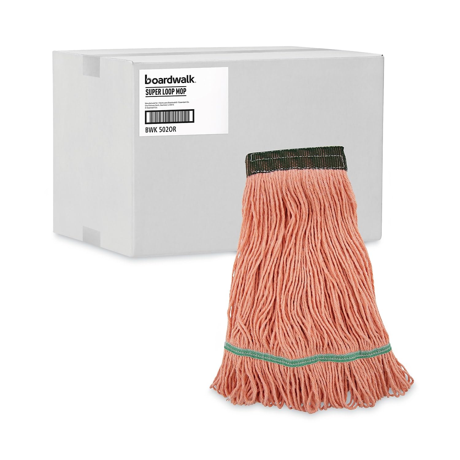Boardwalk BWK502OR 5-Inch Super Loop Cotton/Synthetic Fiber Wet Mop Head - Medium, Orange (12-Pack) | Heavy-Duty Cleaning for Floors, Tiles & Hard Surfaces | Commercial & Home Use
