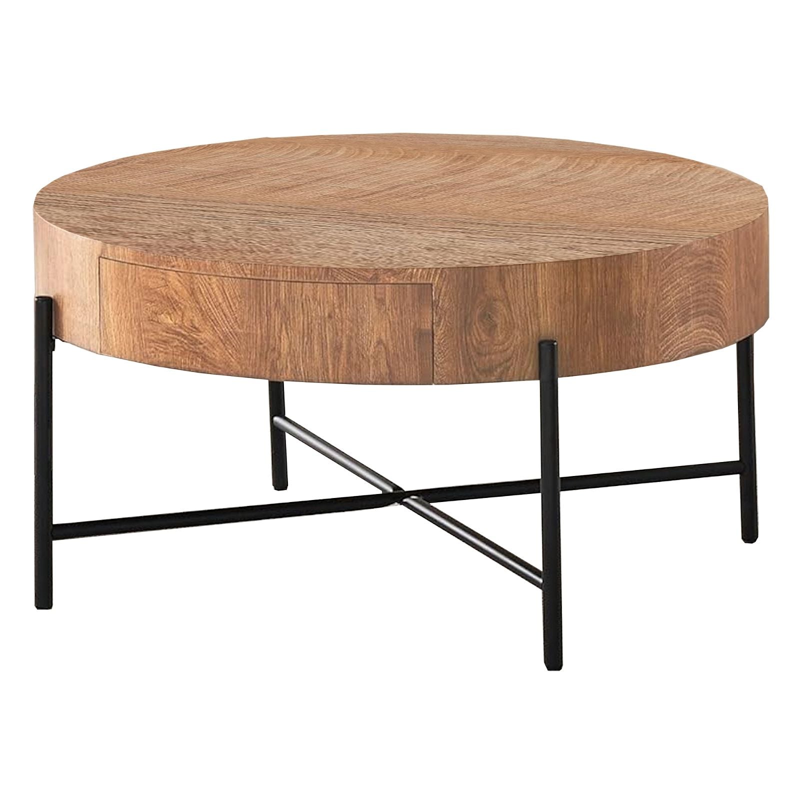 Premium American Oak Felled Round Coffee Table 810mm - Modern Living Room Furniture for Home & Office Decor