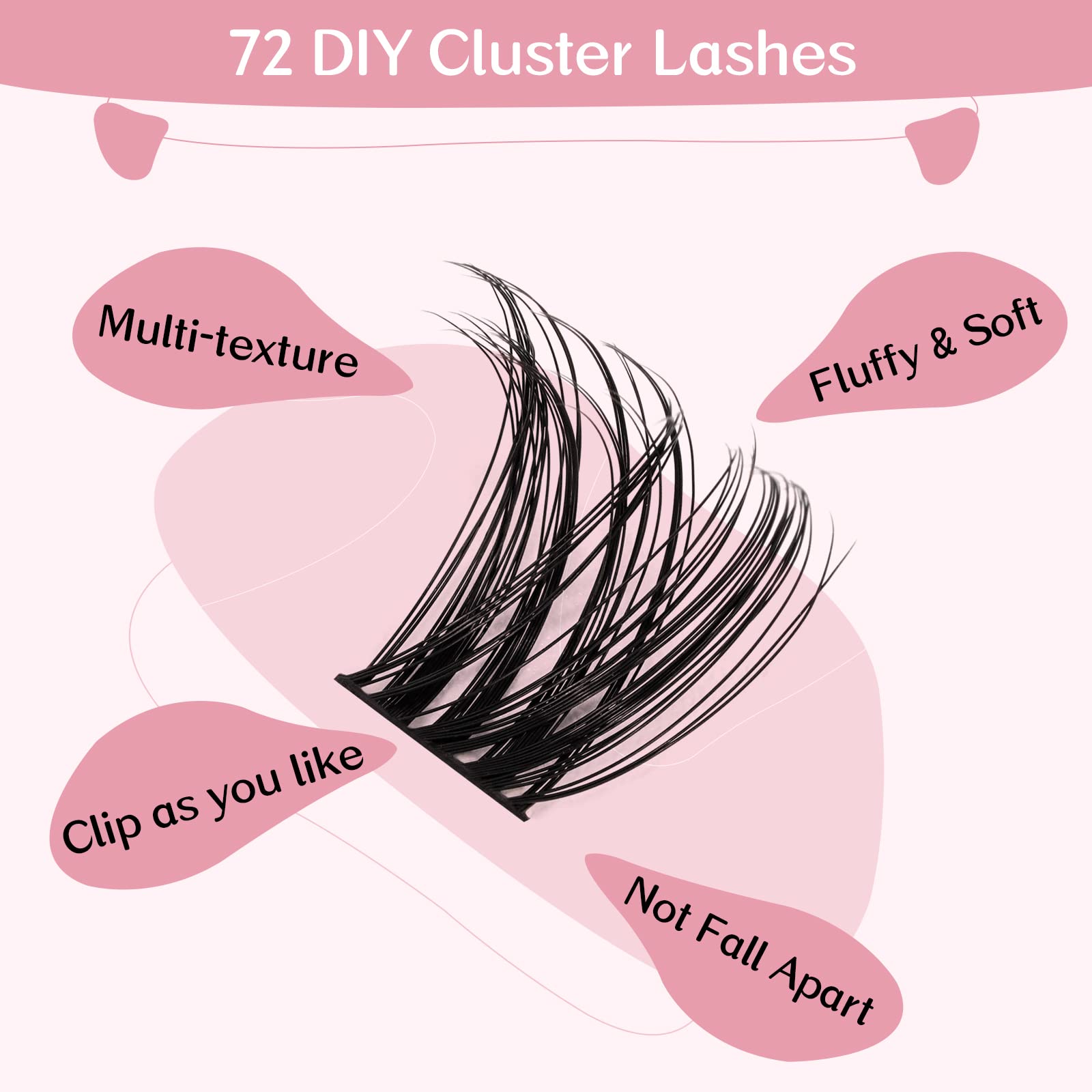 72 Pcs Cluster Lashes - DIY Eyelash Extension Kit, Reusable Soft & Comfortable Individual Cluster Eyelashes, Tender Style 12mm for Natural Fluffy Look | Perfect for Daily Wear, Parties, Weddings & Special Occasions