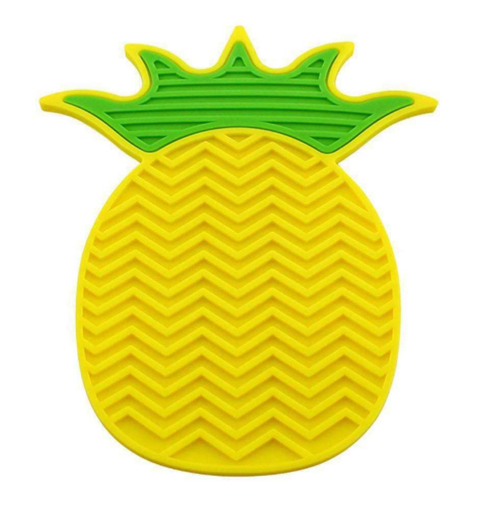 4 Pack Makeup Brush Cleaning Mats - Pineapple, Watermelon, Unicorn & Diamond Designs | Silicone Brush Cleaner for Cosmetics Tools | Perfect for Home Salon & Professional Makeup Artists