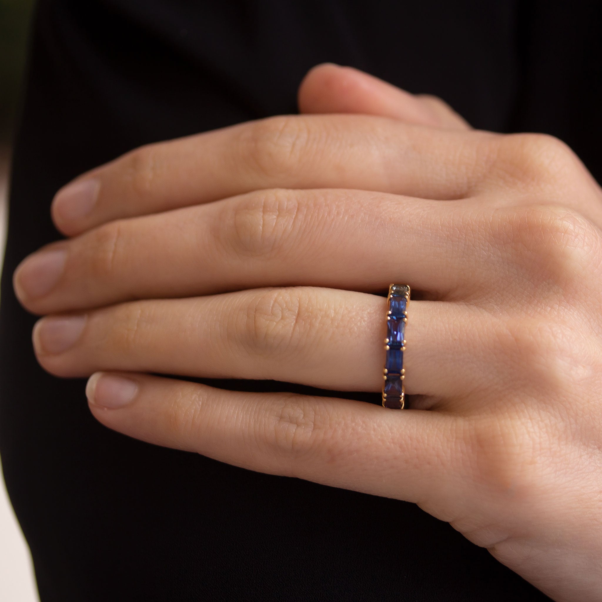 Kimberly Collins Baguette Rainbow Sapphire Ring | Genuine Multicolor Sapphire Jewelry for Women | Perfect for Weddings, Anniversaries & Special Occasions