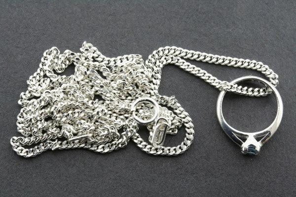 Blue Topaz Little Ring Pendant on 45cm Sterling Silver Link Chain - Elegant Necklace for Women, Perfect for Everyday Wear, Gift Giving & Special Occasions