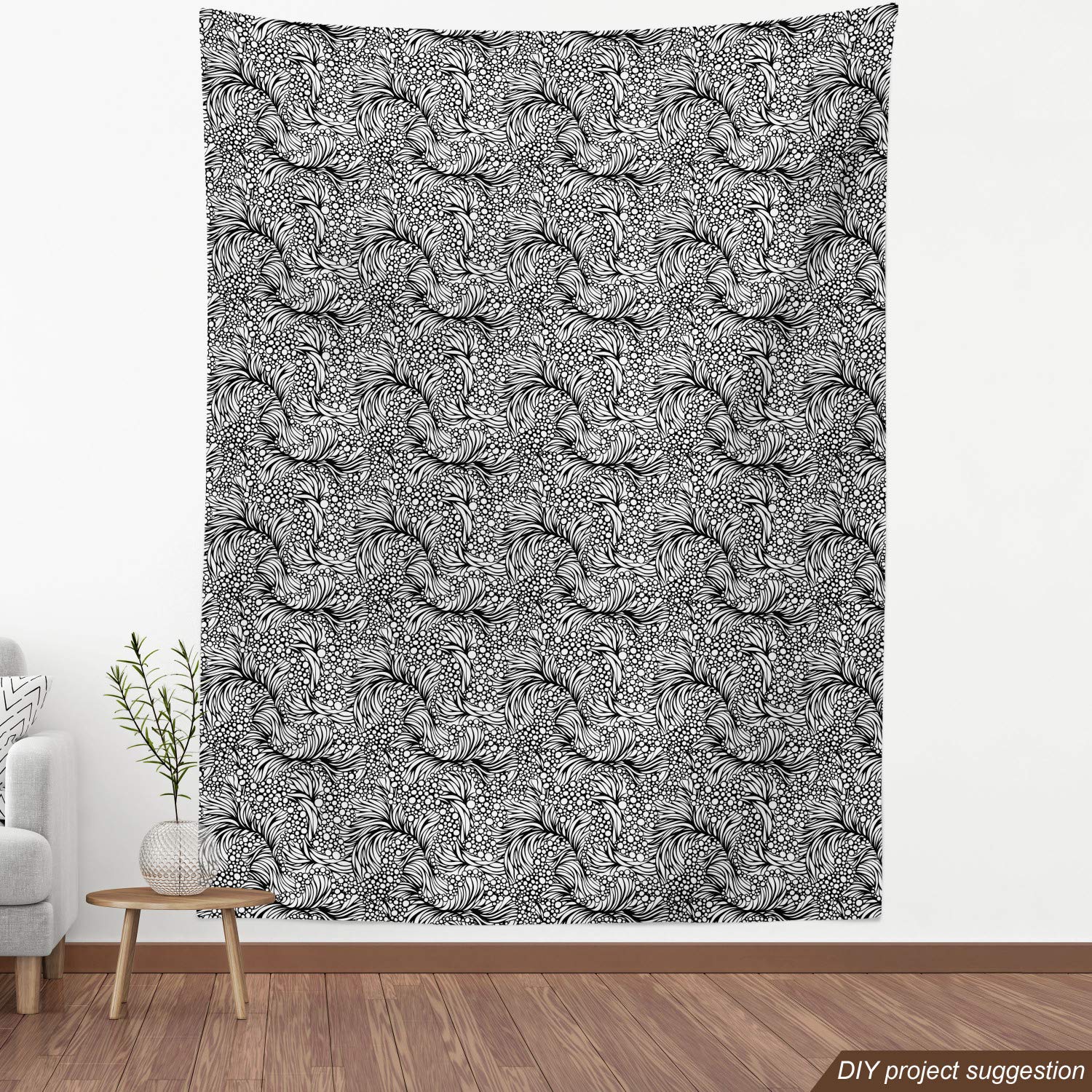 Ambesonne Black and White Abstract Ocean Waves Fabric by The Yard - Water Themed Bubbles & Dots Pattern - 10 Yards Upholstery Material for Sofa, Curtains, Pillows & Home Decor (Black/White)