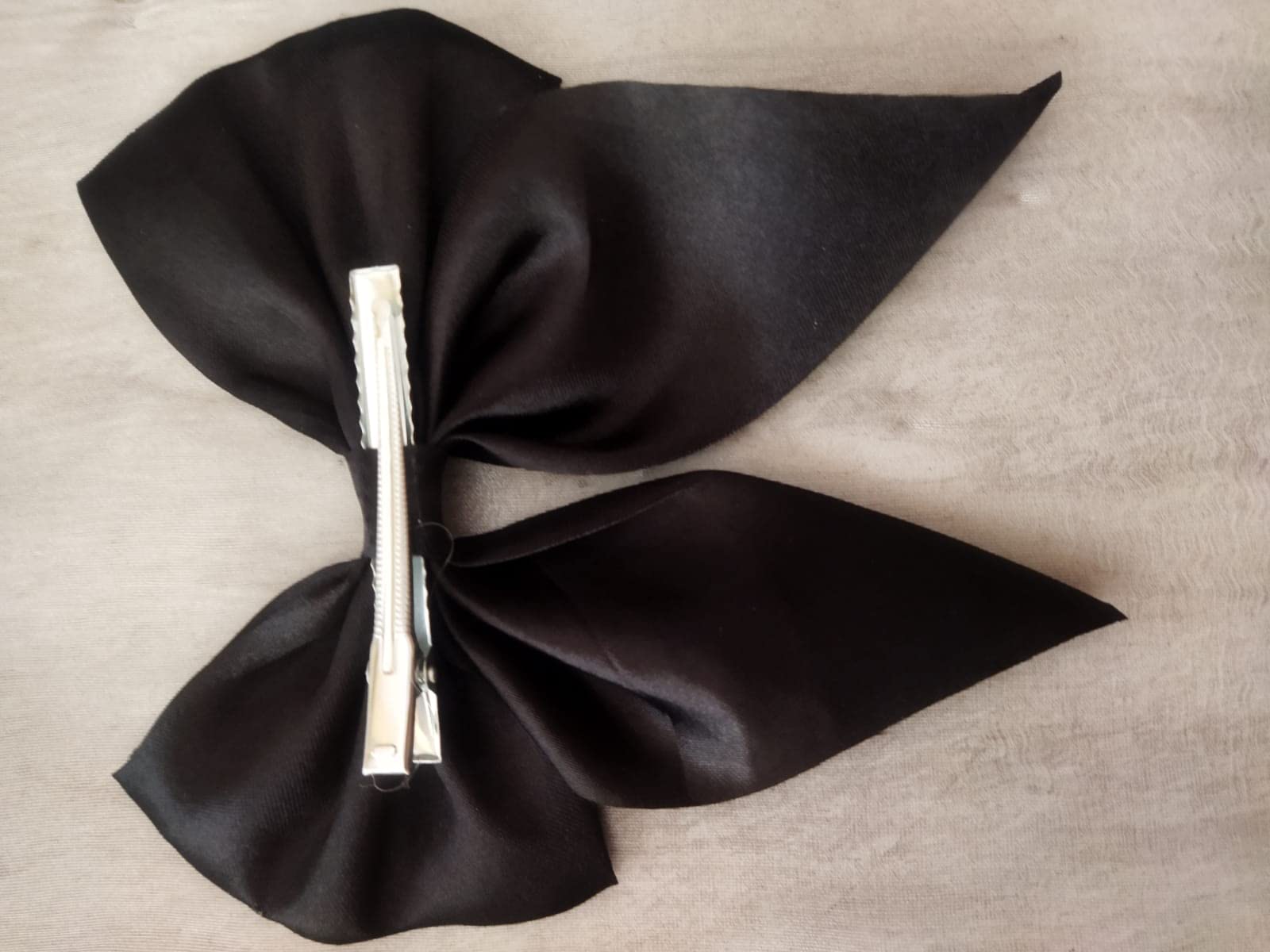 Elegant Black and White Silky Hair Barrettes Bow Clips - 2 Pack for Women & Girls - Perfect for Weddings, Parties & Everyday Styling