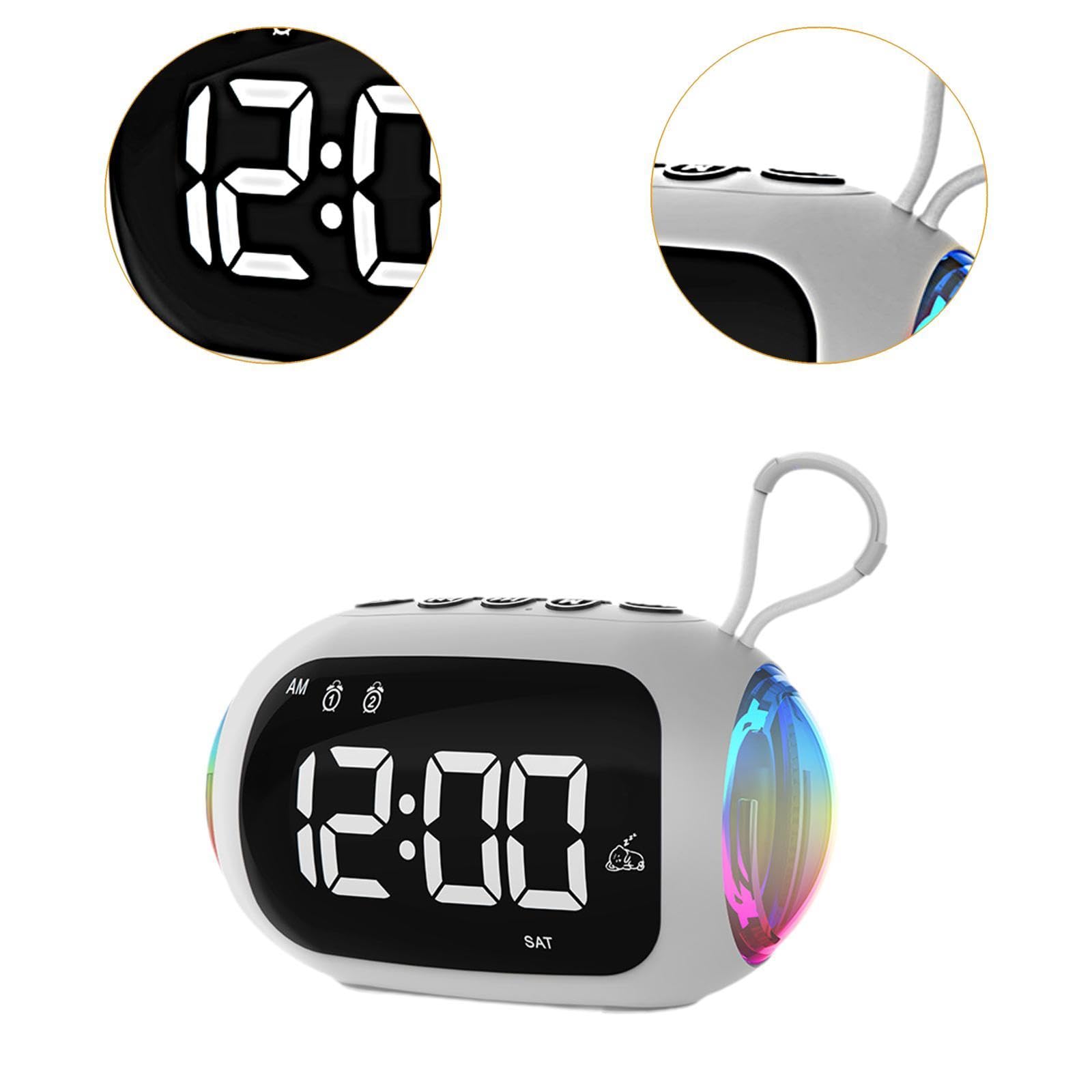 Fityle Digital Alarm Clock with LED Display, FM Radio & Speaker - White Nightstand Clock for Bedroom, Office, and Home Decor | Perfect for Nightstands, Desks, and Countertops