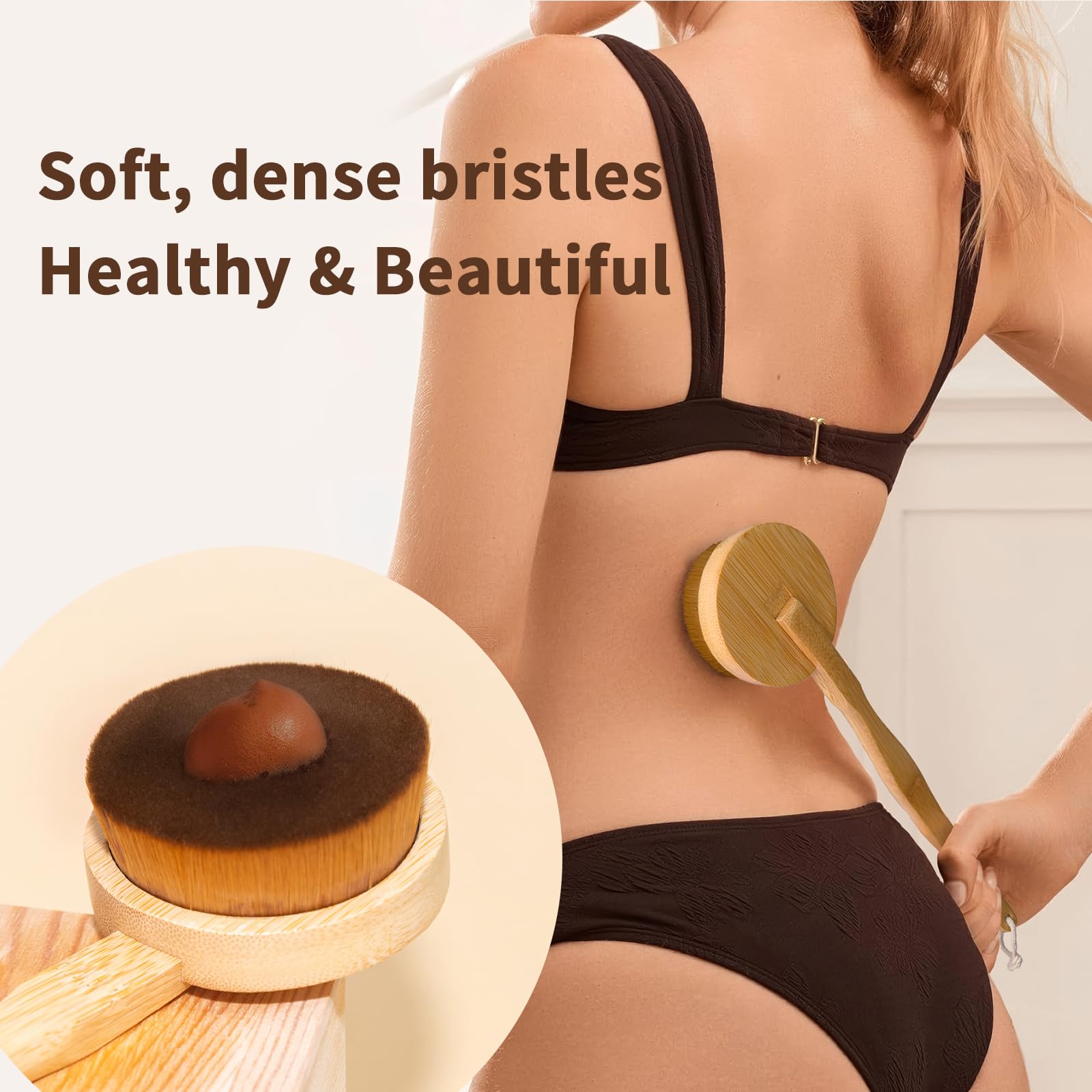 Self-Tan Back Applicator Brush - Long Handle for Easy & Controlled Sunless Tanning | Eco-Friendly, Vegan & Cruelty-Free Tanning Tool (1 Count) | Perfect for Even Self-Tan Application on Hard-to-Reach Areas