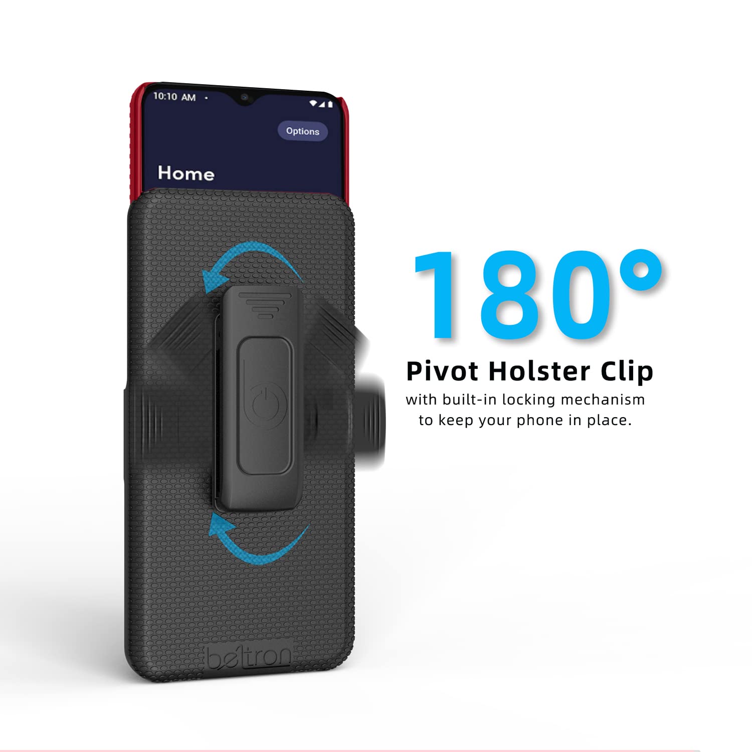 Premium Beltron Slim Protective Case with Kickstand & Belt Clip Holster for Jitterbug Smart3 Phone - Durable Grip Cover for Seniors - Perfect for Everyday Use, Travel & Easy Access (Red)