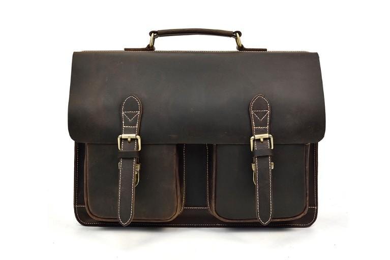 Premium Genuine Leather Messenger Bag for Men - Stylish Brown Satchel Briefcase for Work, Travel & Business (Ideal for Office, Commuting & Daily Use)
