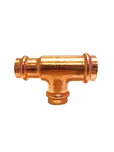 1 x 3/4 x 3/4 Inch Press Copper Reducing Tee Fitting - Press x Press x Press Connection - Pack of 5 (Multiple Size Options Available) - Perfect for Plumbing, HVAC, and Water Supply Systems