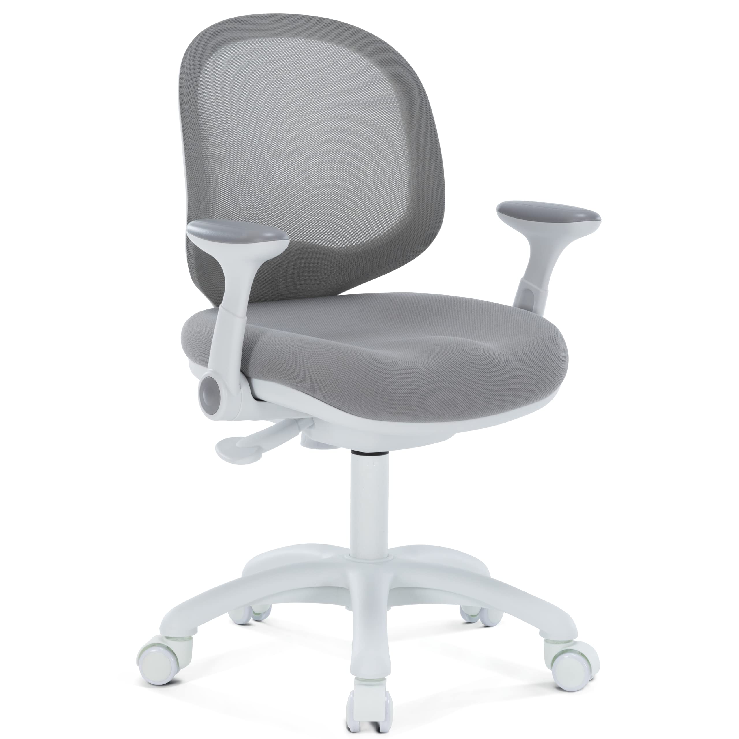 Ergonomic Adjustable Kids Desk Chair for Boys & Girls - Study & Computer Chair with Height & Seat Depth Adjustment - Grey with Armrests - Perfect for Home Office & Online Learning