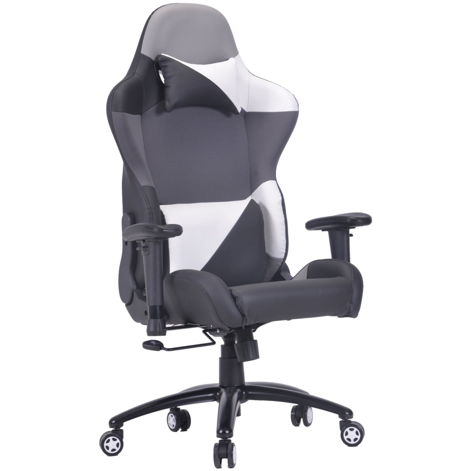 PRO X Series 77D09 Gaming Chair - Ergonomic Racing Style with Adjustable Lumbar Support (Black/Grey/White) - Perfect for PC Gaming, Office Work & Esports Tournaments