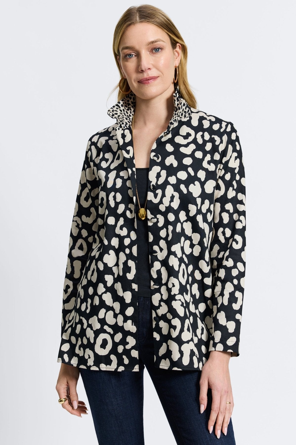 Carolina Cheetah Print Long Sleeve Shirt Jacket for Men & Women - Stylish Casual Outerwear for Fall & Winter Fashion