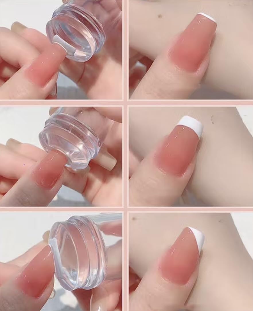 Jelly Silicone Nail Stamper for French Nails - Transparent Nail Art Stamping Kit with Scraper - DIY Manicure Tool for Salon & Home Nail Designs