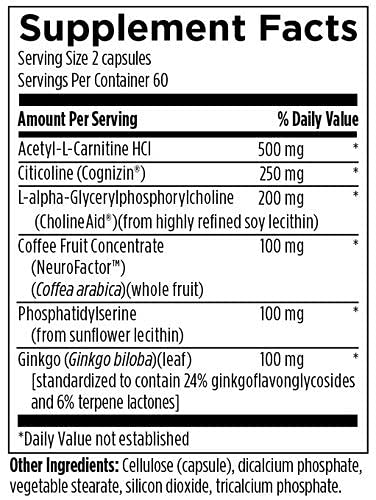 Designs for Health Brain Vitale with Cognizin Citicoline - Nootropic Supplement for Cognition, Mood & Memory Support | Contains GPC Choline, Ginkgo & Acetyl L-Carnitine HCL | 120 Capsules | Ideal for Students, Professionals & Seniors Seeking Mental Clarity