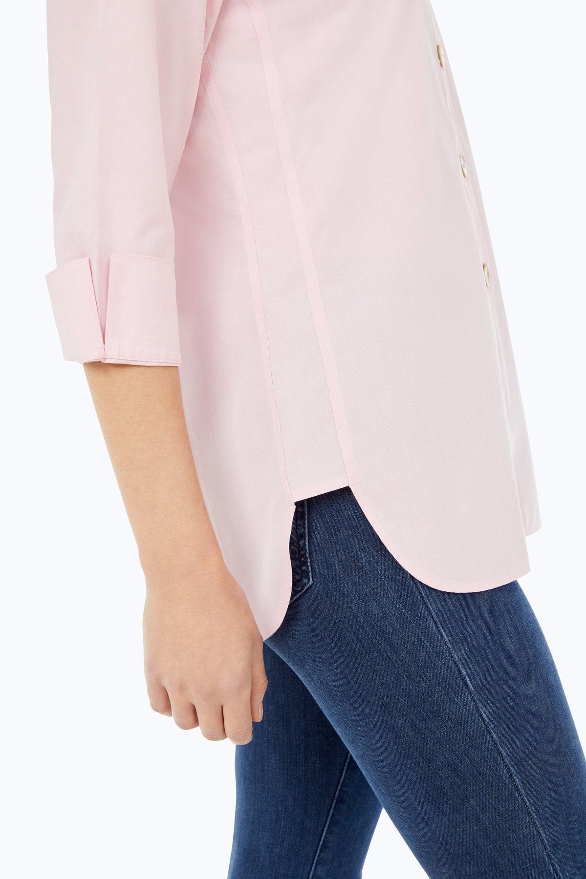 Pandora No Iron Pinpoint 3/4 Sleeve Tunic Shirt - Wrinkle-Free Women's Blouse for Work & Casual Wear | Perfect for Office, Travel & Everyday Outfits
