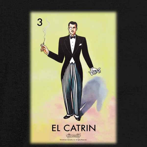 Pop Threads El Catrin Dandy Loteria Card Mexican Graphic T-Shirt for Men - Vintage Latino Style Cotton Tee for Casual Wear, Parties & Hispanic Heritage Celebrations