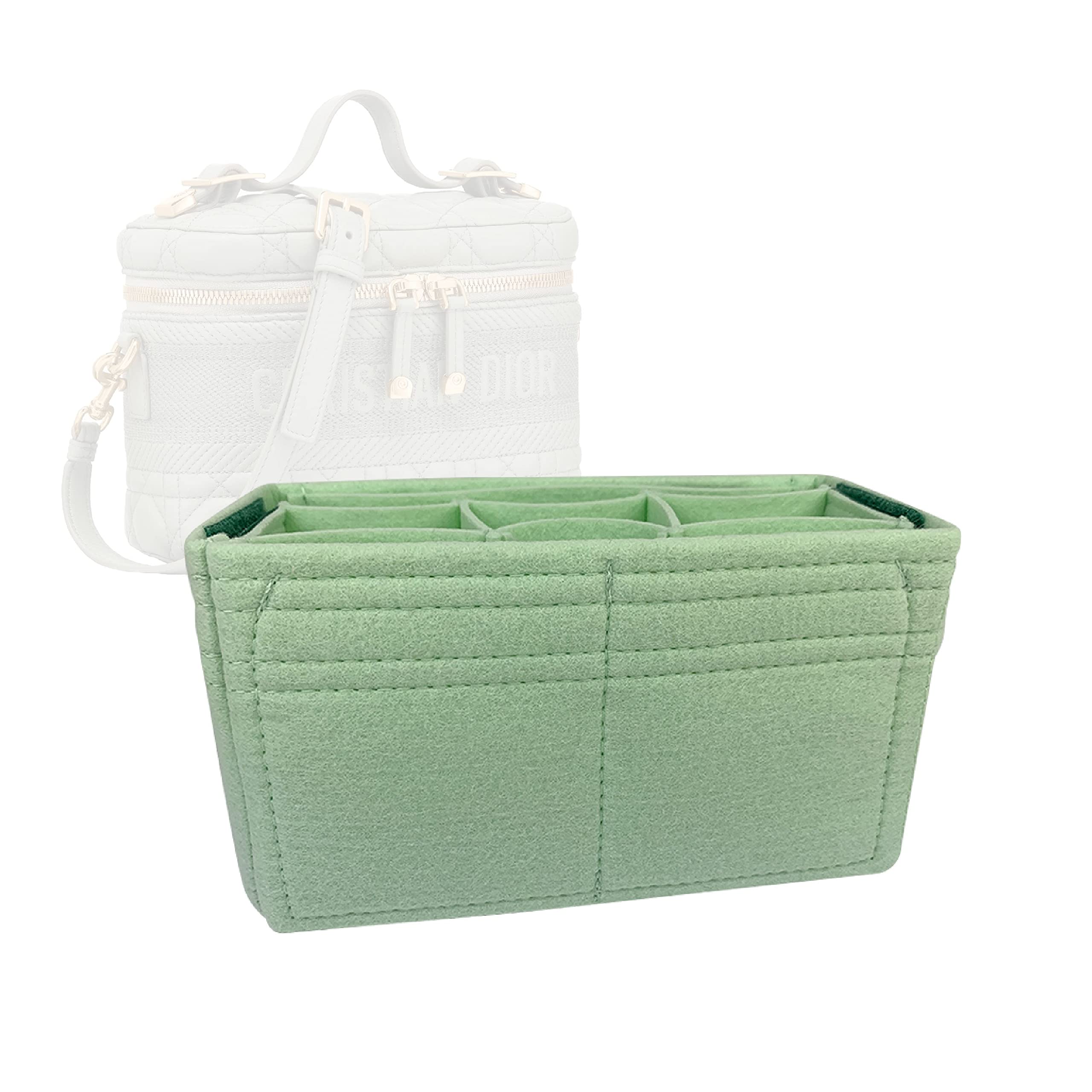 Premium Handmade Bag Organizer for Dior Small Vanity Case - 20 Color Options with Detachable Middle Divider | Purse Organizer Insert Liner Shaper | Perfect for Travel, Daily Use & Luxury Handbag Protection