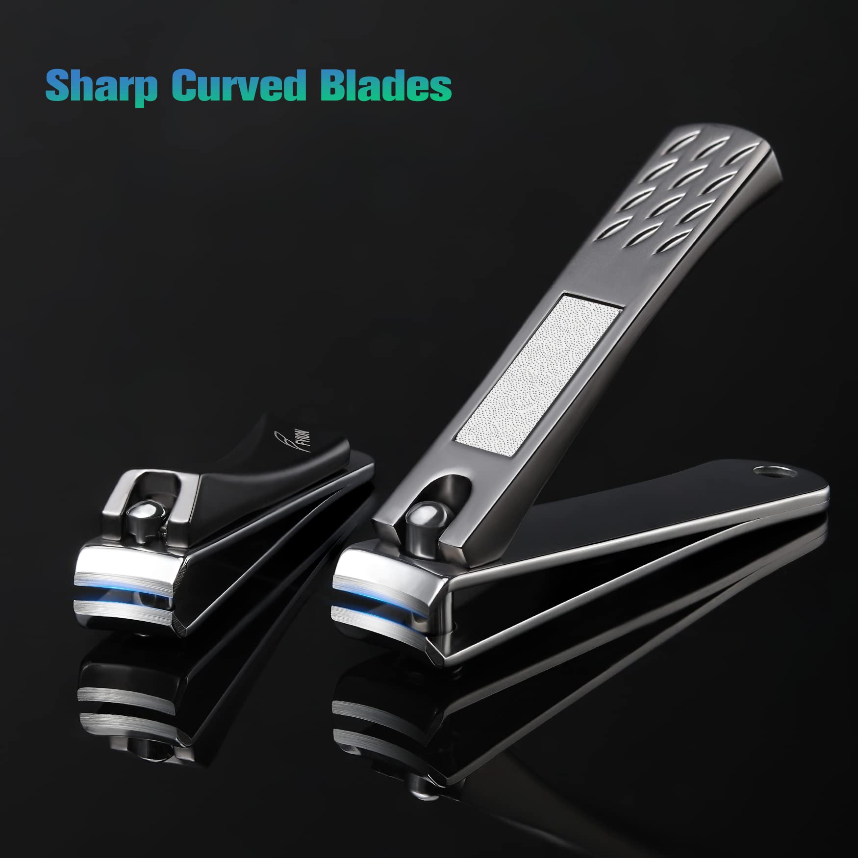 Premium Stainless Steel Nail Clippers Set for Men & Women - FVION Professional Fingernail & Toenail Clippers with Nail File for Thick Nails - Perfect for Home, Travel & Grooming Kits - Includes Gift Box