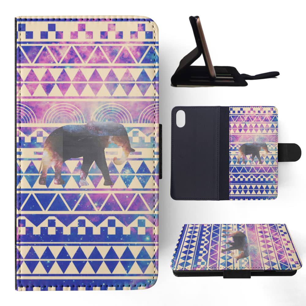 African Tribal Aztec Elephant #11 Flip Wallet Phone Case for Apple iPhone X & iPhone Xs - Stylish Protective Cover for Everyday Use & Travel