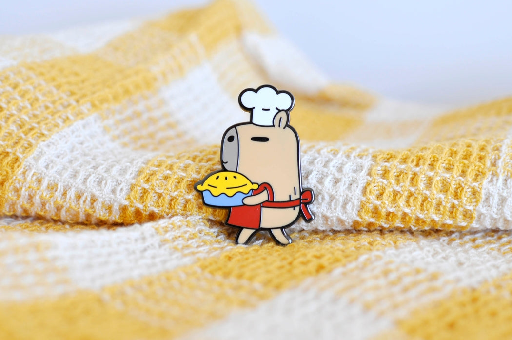 Capybara Baker Pin - Cute Capybara Enamel Lapel Pin for Bakers & Baking Enthusiasts - Perfect for Aprons, Chef Hats & Baking Gifts