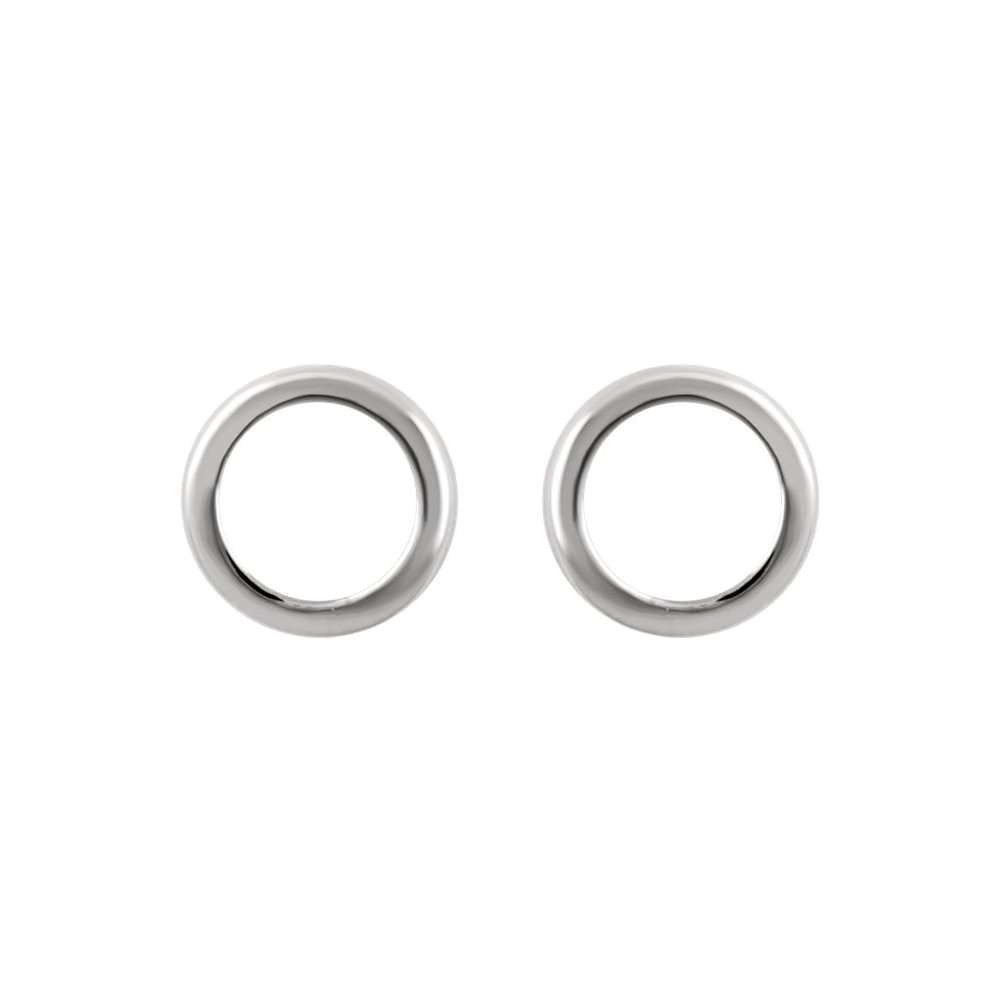 14k White Gold Black Bow 9mm Open Circle Design Post Earrings for Women, Perfect for Everyday Wear, Parties, and Special Occasions