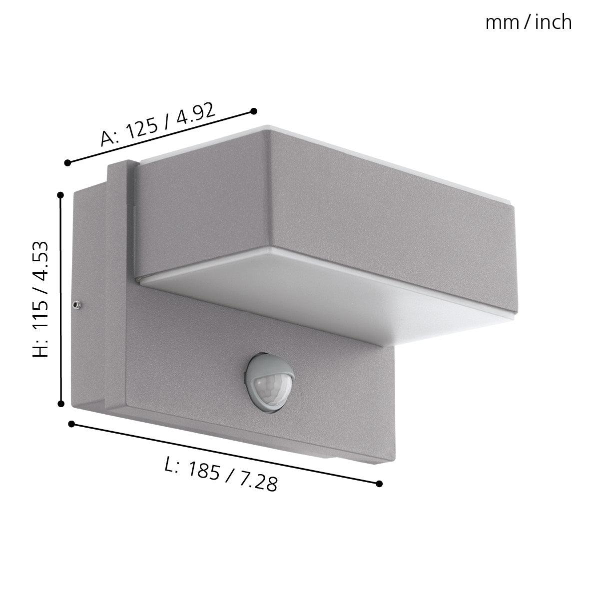 Eglo Azzinano Silver LED Outdoor Wall Light with Day & Night Sensor - Energy Efficient Weatherproof Exterior Lighting for Patio, Garden & Front Door