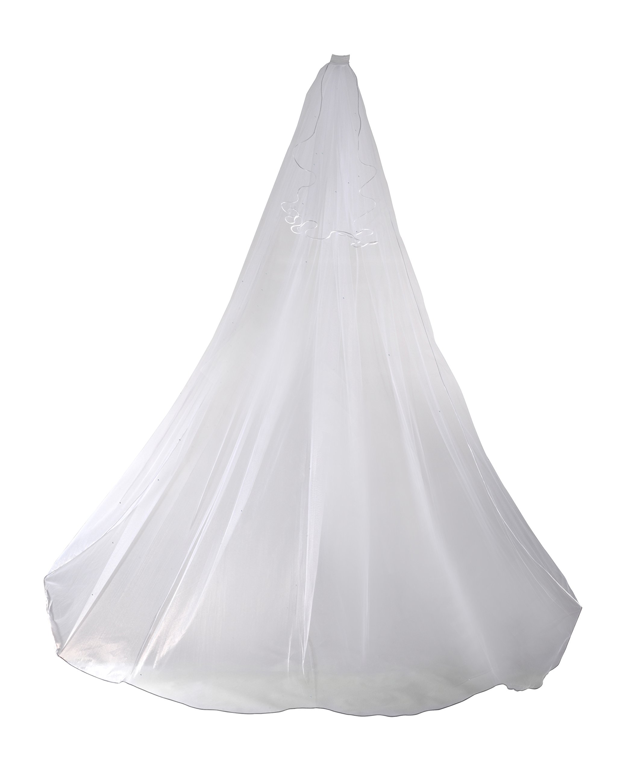 2-Tier Crystal Bridal Veil with Rhinestones - Wedding Cathedral Elegance